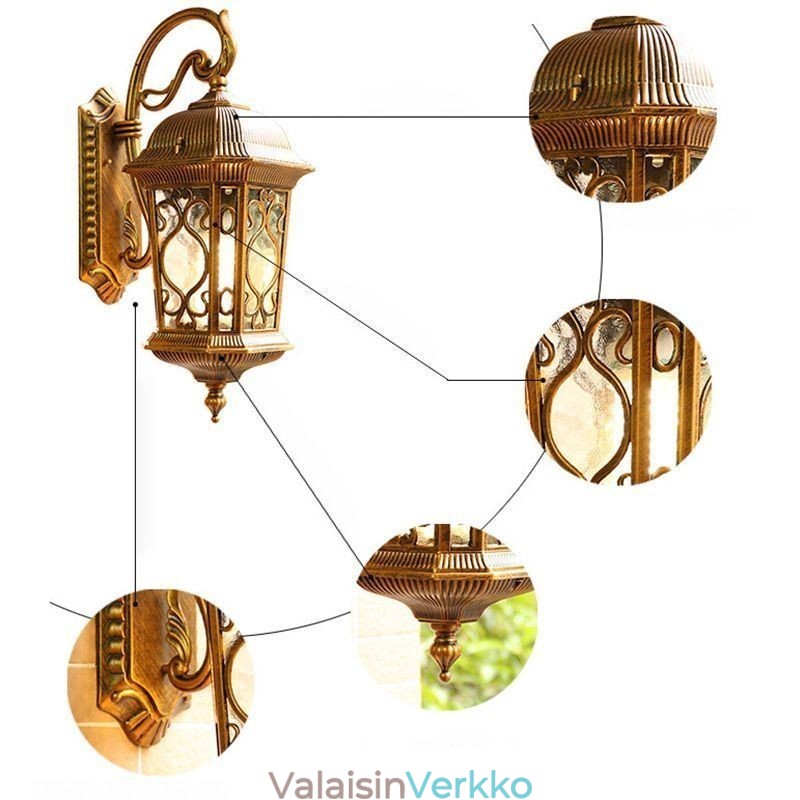 Eurooppalainen Retro ulkoseinävalaisin Vedenpitävä veistetty seinävalaisin
