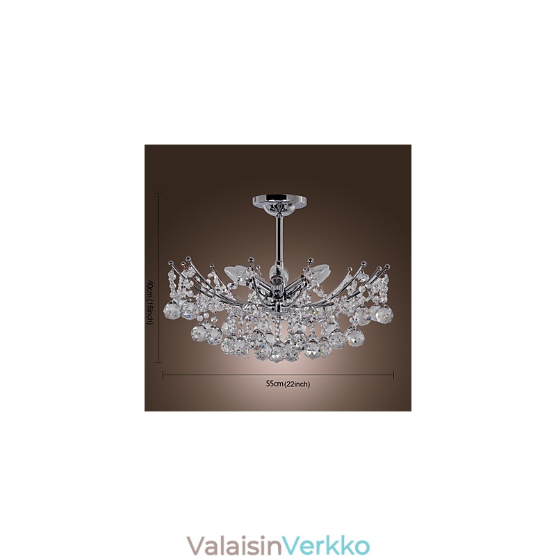 Ylellinen kristallikruunu 6 valolla riippuvaisella kattokruunulla