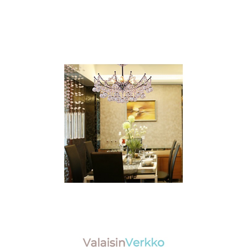 Ylellinen kristallikruunu 6 valolla riippuvaisella kattokruunulla