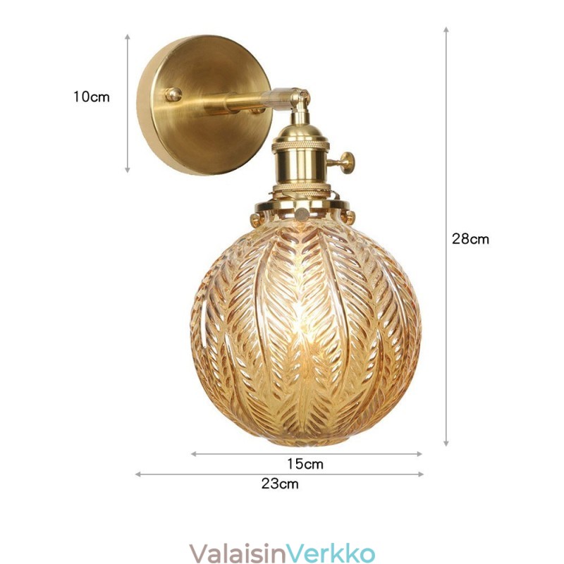 Moderni papuseinävalaisin lasikuulavarjostimella