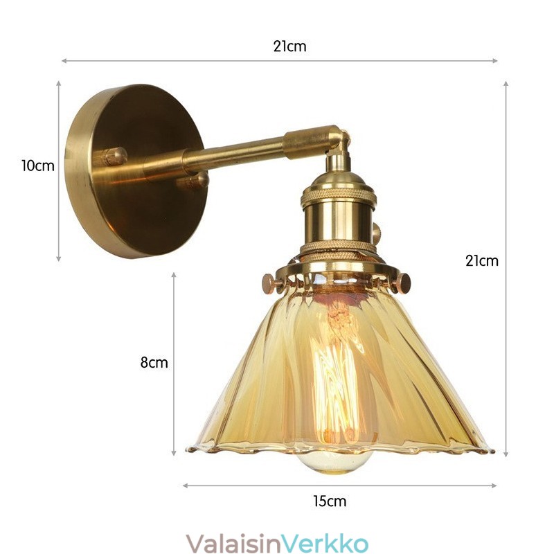Moderni seinävalaisin lasivarjostimella