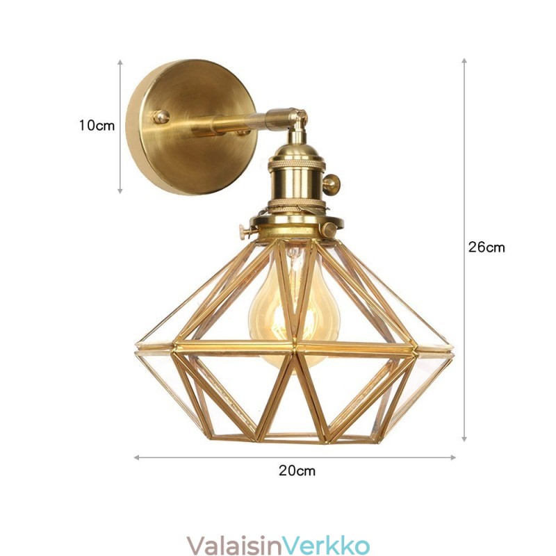 Moderni seinävalaisin lasivarjostimella