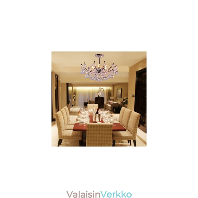 Ylellinen kristallikruunu 6 valolla riippuvaisella kattokruunulla