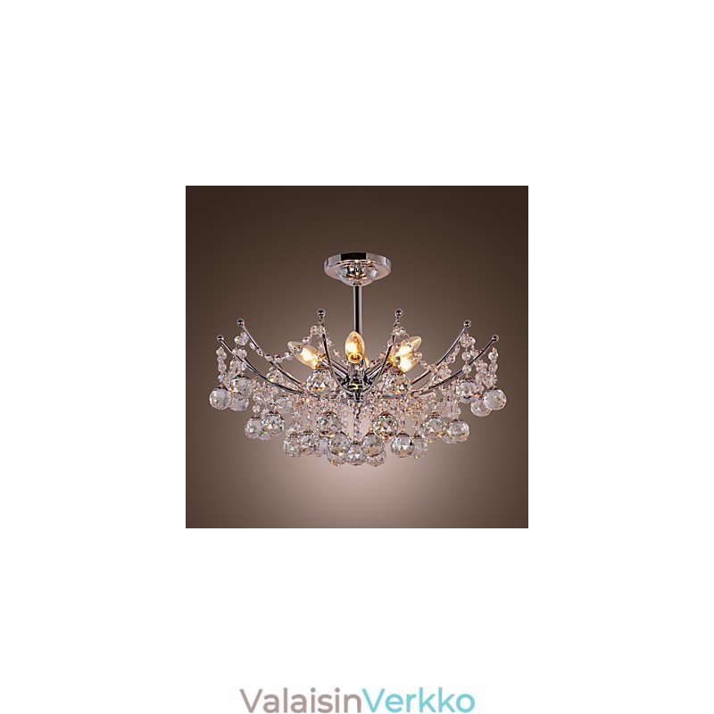 Ylellinen kristallikruunu 6 valolla riippuvaisella kattokruunulla