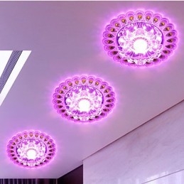 Crystal Kattovalaisin Spotlight SMD 3W Creative Lamp Tube Light Värikäs Väri Dome Light