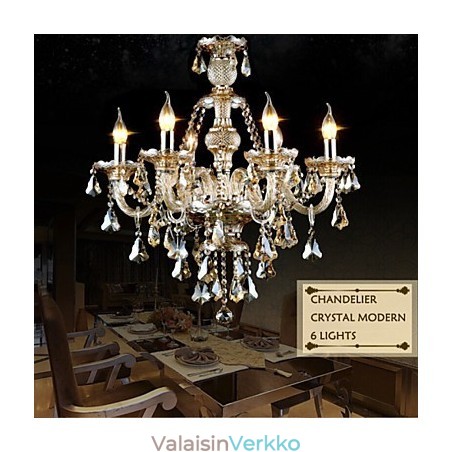 Kattokruunu konjakkiväri Crystal Modern 6 Lights Contemporary Glass Kattokruunu konjakkiväri Crystal Modern 6 Lights Contemporary Glass