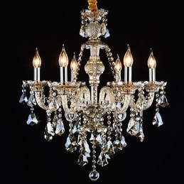 Kattokruunu konjakkiväri Crystal Modern 6 Lights Contemporary Glass