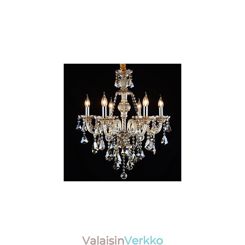 Kattokruunu konjakkiväri Crystal Modern 6 Lights Contemporary Glass