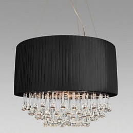 Crystal kattovalaisin 5 valolla mustassa kangasvarjostimessa