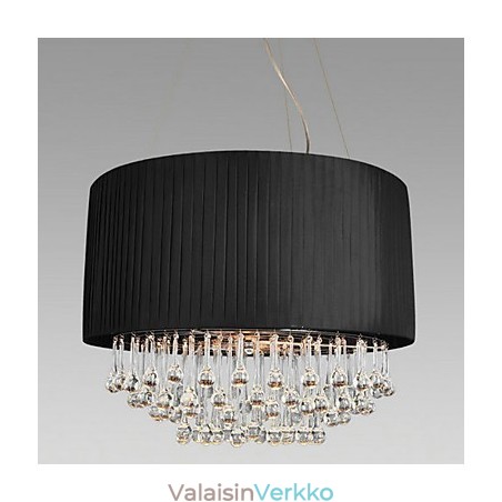 Crystal kattovalaisin 5 valolla mustassa kangasvarjostimessa Crystal kattovalaisin 5 valolla mustassa kangasvarjostimessa