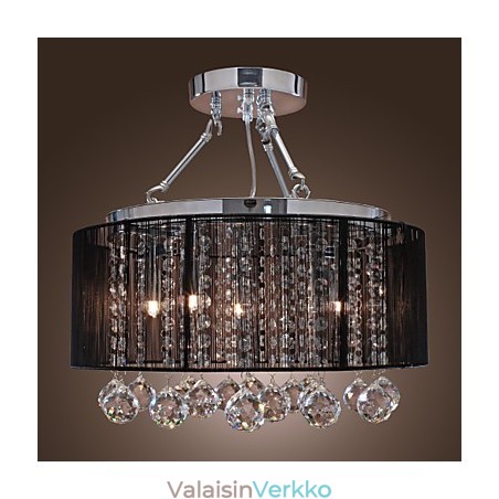 Moderni Crystal Flush Mount 5 Lights Black Fabric Varjostin Moderni Crystal Flush Mount 5 Lights Black Fabric Varjostin