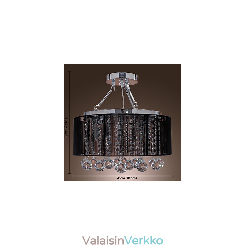 Moderni Crystal Flush Mount 5 Lights Black Fabric Varjostin
