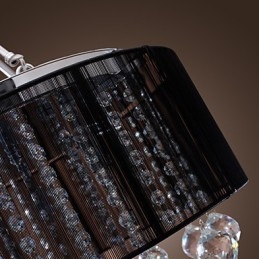 Moderni Crystal Flush Mount 5 Lights Black Fabric Varjostin
