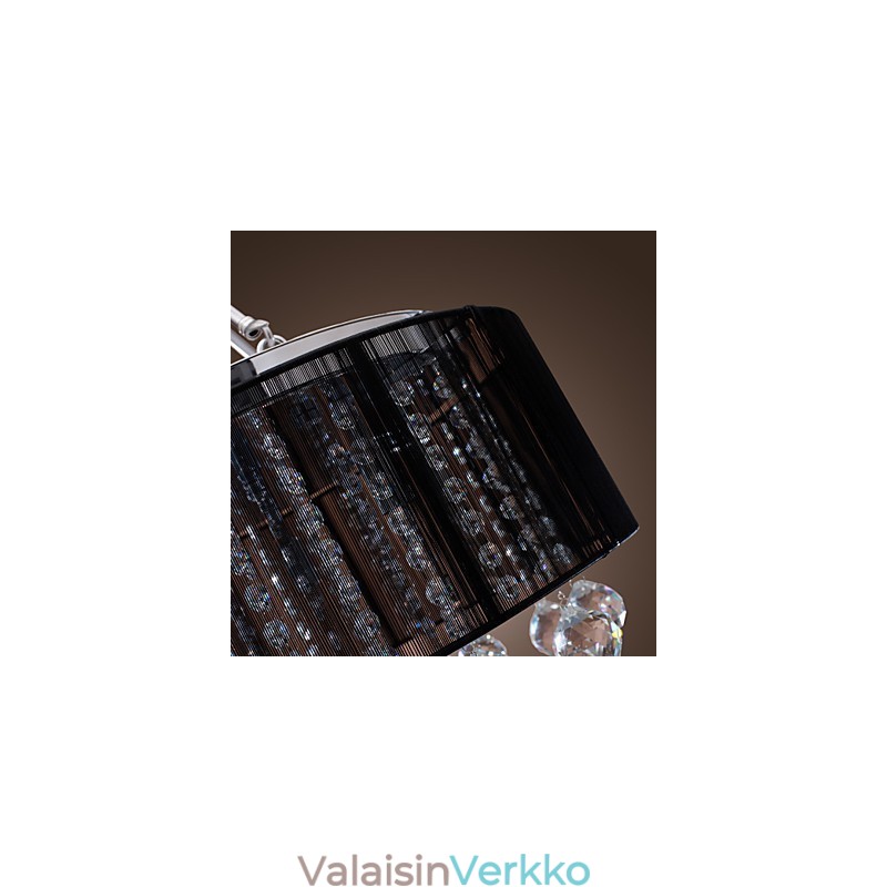 Moderni Crystal Flush Mount 5 Lights Black Fabric Varjostin