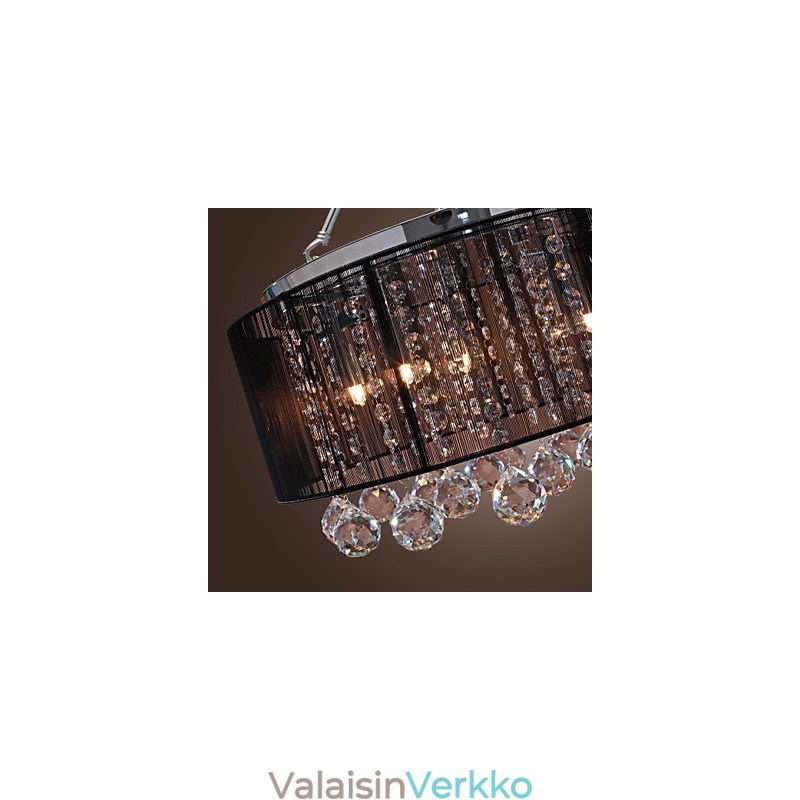 Moderni Crystal Flush Mount 5 Lights Black Fabric Varjostin