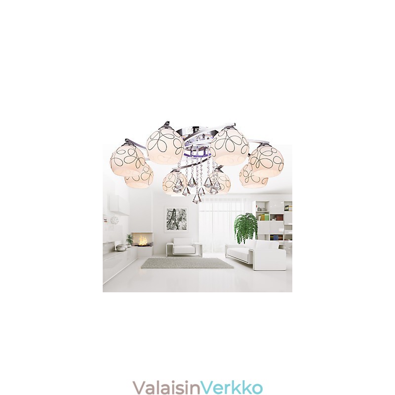 Kattokruunu Modern Crystal Living 8 valoa