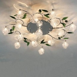 Vihreä Crystal Ceiling Lamp Pyöreä Ilmavalo Valaisin Iron