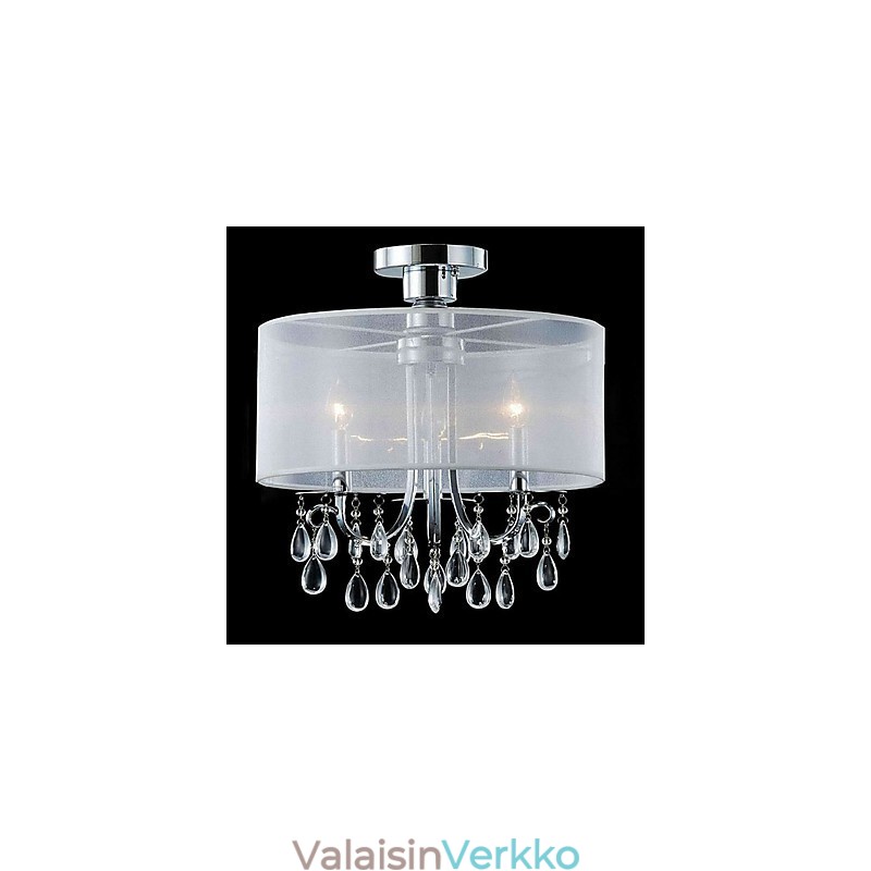 Tyylikäs Crystal Flush Mount, jossa on 3 valoa kangasvarjostimessa
