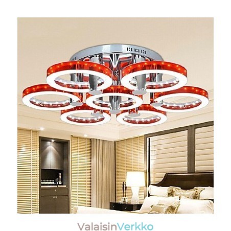 Punainen akryylikattokruunu 7 valolla (kromi)