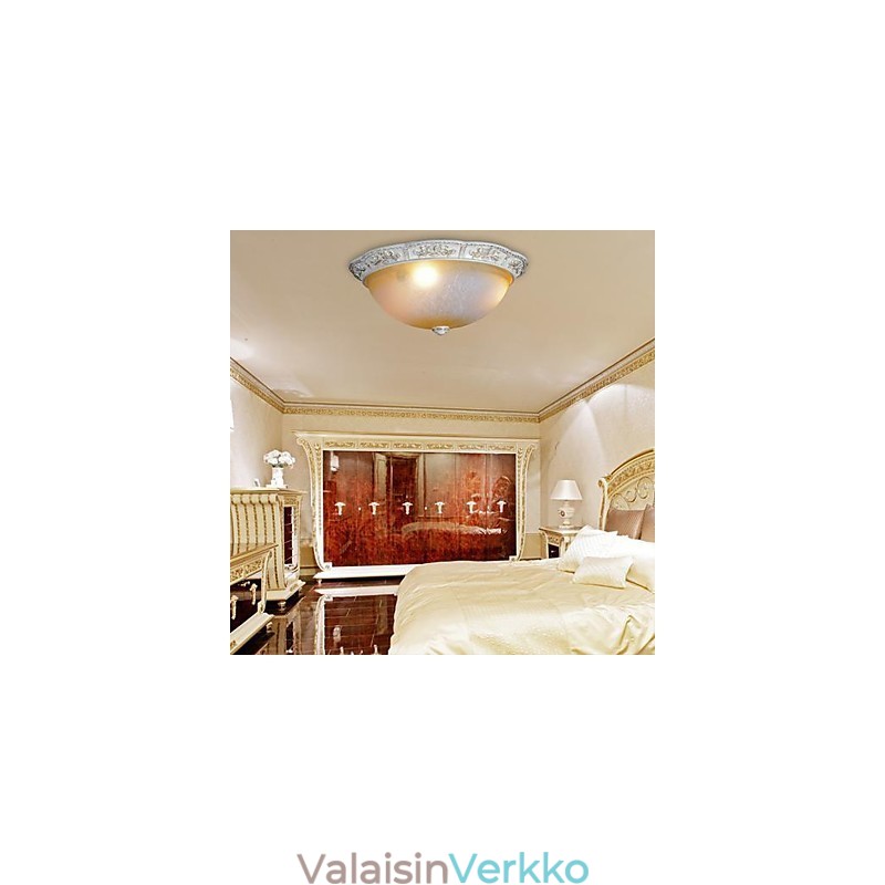 Valkoinen tasoituskiinnitys Vaaleankeltainen valkoinen lasihartsikuvioinen kaiverrus eurooppalainen klassikko