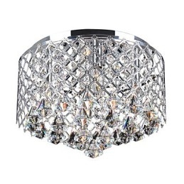 Nykyaikainen Crystal Flush Mount, jossa on 4 valoa ja metallinen rumpuvarjostin