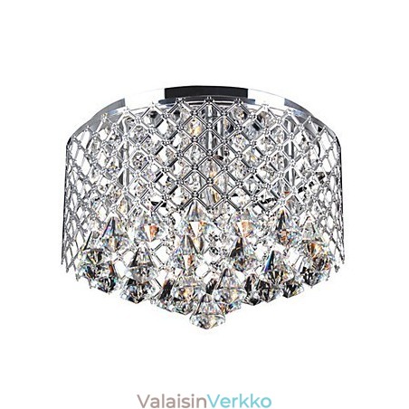 Nykyaikainen Crystal Flush Mount, jossa on 4 valoa ja metallinen rumpuvarjostin Nykyaikainen Crystal Flush Mount, jossa on 4 valoa ja metallinen rumpuvarjostin