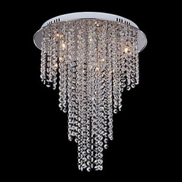 Crystal Flush Mount 8 Light Contemporary Metal Galvanointi