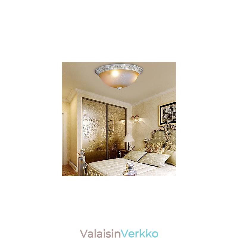 Valkoinen tasoituskiinnitys Vaaleankeltainen valkoinen lasihartsikuvioinen kaiverrus eurooppalainen klassikko