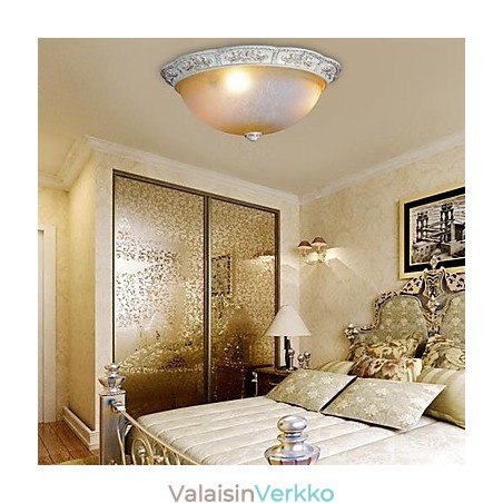 Valkoinen tasoituskiinnitys Vaaleankeltainen valkoinen lasihartsikuvioinen kaiverrus eurooppalainen klassikko