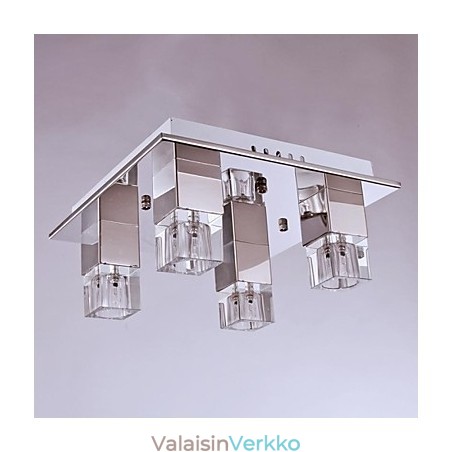 Kattolamput 4 Light Crystal Artistic ruostumattomasta teräksestä Kattolamput 4 Light Crystal Artistic ruostumattomasta teräksestä
