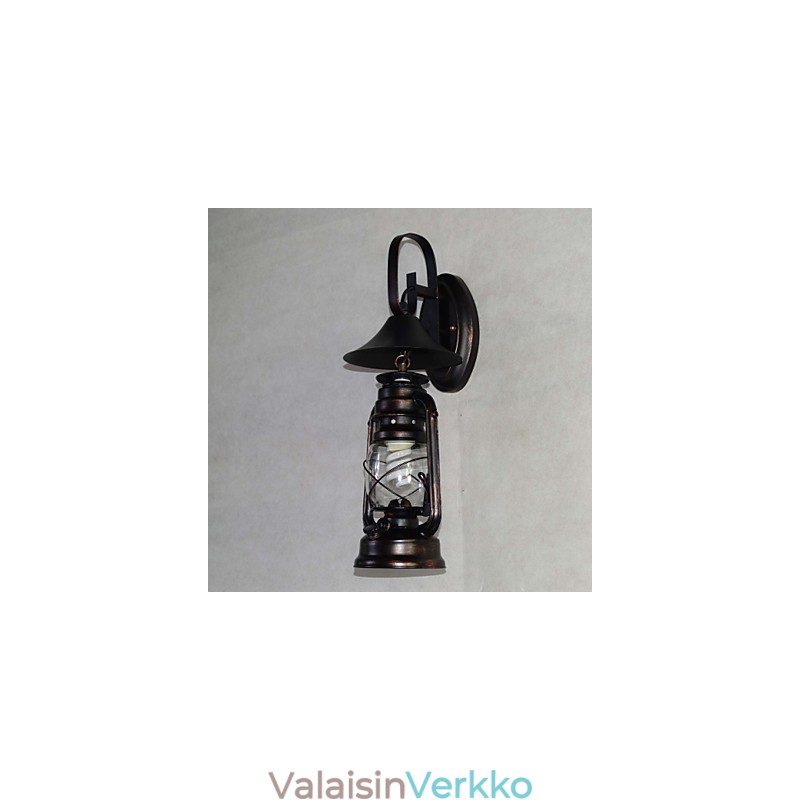 Vintage Black Metal Lantern seinävalaisin yhdellä valolla