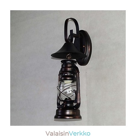 Vintage Black Metal Lantern seinävalaisin yhdellä valolla Vintage Black Metal Lantern seinävalaisin yhdellä valolla