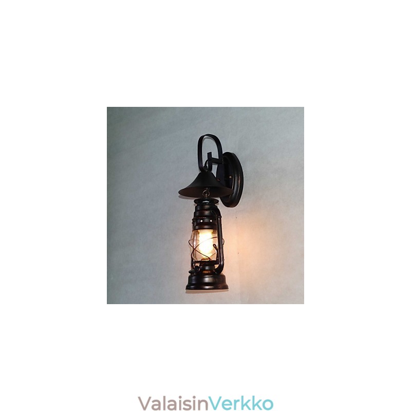 Vintage Black Metal Lantern seinävalaisin yhdellä valolla