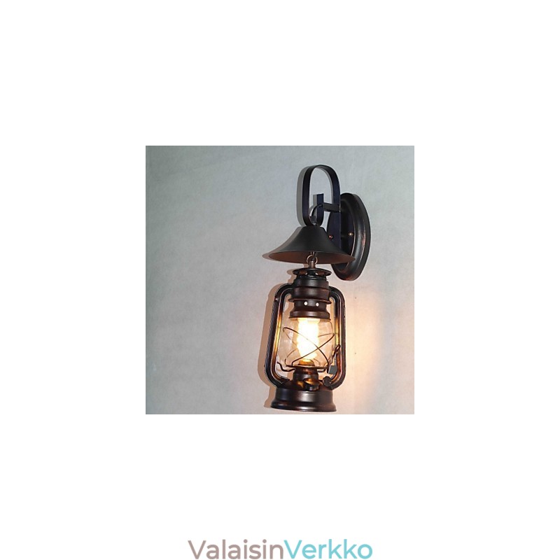 Vintage Black Metal Lantern seinävalaisin yhdellä valolla