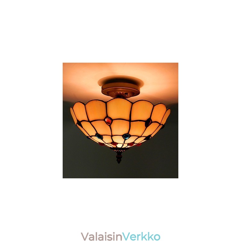 30*19cm Eurooppa-tyyppinen takorautainen Pnd-pyrstö puolikupolilla vaaleanvärinen lasiistuinlamppu