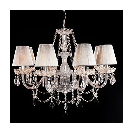 Kattokruunu Crystal Luxury Modern Living 8 valoa kangasvarjostimella Kattokruunu Crystal Luxury Modern Living 8 valoa kangasvarjostimella