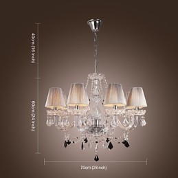 Kattokruunu Crystal Luxury Modern Living 8 valoa kangasvarjostimella