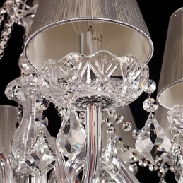 Kattokruunu Crystal Luxury Modern Living 8 valoa kangasvarjostimella