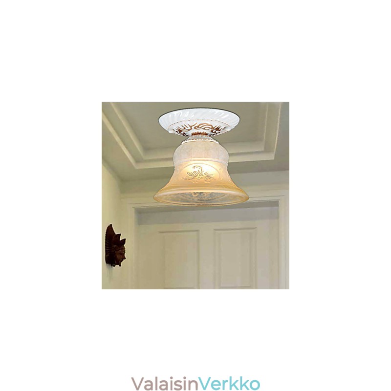 Valkoinen uppoasennus valokuvioinen lasivarjostin käsinkullattu eurooppalainen retroklassikko