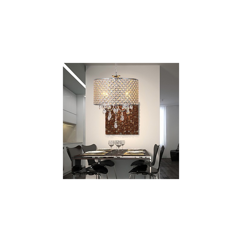 Drum Kattokruunu Crystal Modern 4 Lights riippuvalaisin