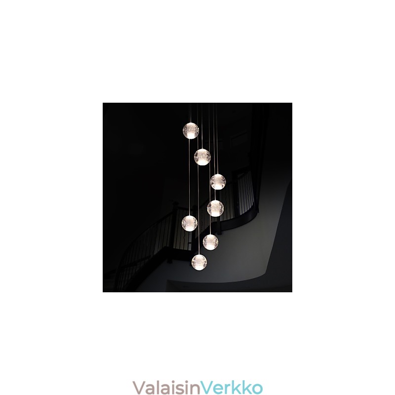Moderni riippuvalaisin riippuvalaisin G4 Retroifit 7 valoa kromattu kristalli portaiden valolle