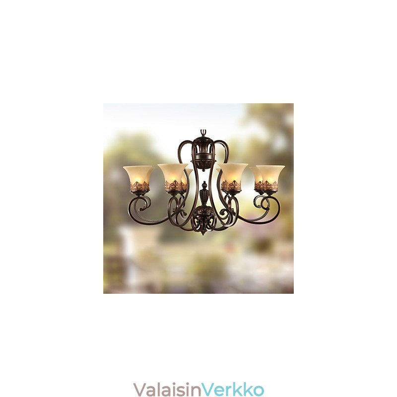 Kattokruunu riippuvalaisin 8 valoa Vintage Country Island metallia+lasia