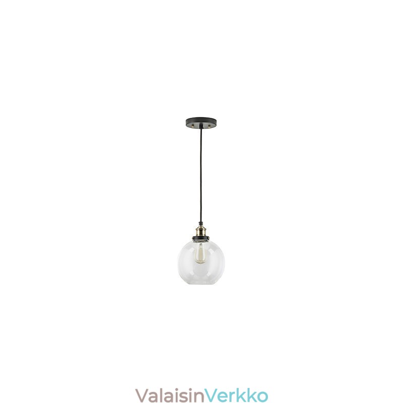 Teollisuuden tehdasriippuvalaisin antiikki messinki, yksi valaisin lasivarjostin Cafe-riippuvalaisin