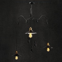 Vintage Pully Pendant Light 3 Island Foyer Metal+ Galss sisävarjostin