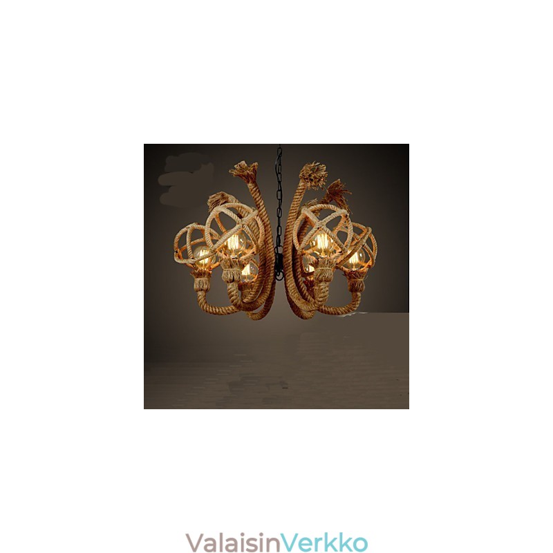 Vintage Iron Art Hamppuköysi Amerikkalainen maaseudun kattokruunu