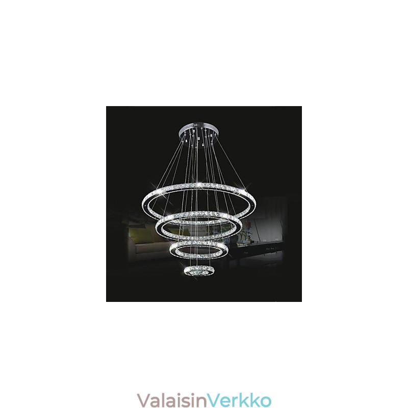 Kristalliriippuvalaisin kattovalaisin kirkas kristalli pyöreä 4 rengasta 40cm 60cm 80cm lähdevalaisimet