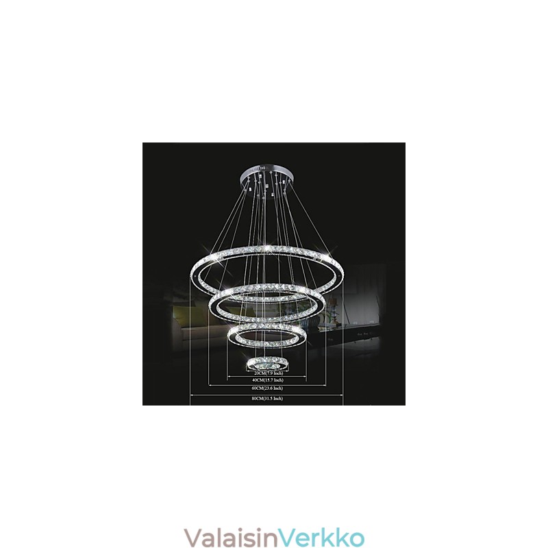 Kristalliriippuvalaisin kattovalaisin kirkas kristalli pyöreä 4 rengasta 40cm 60cm 80cm lähdevalaisimet
