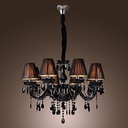 Kattokruunu Luxury Moderni Black Crystal Living 8 Lights