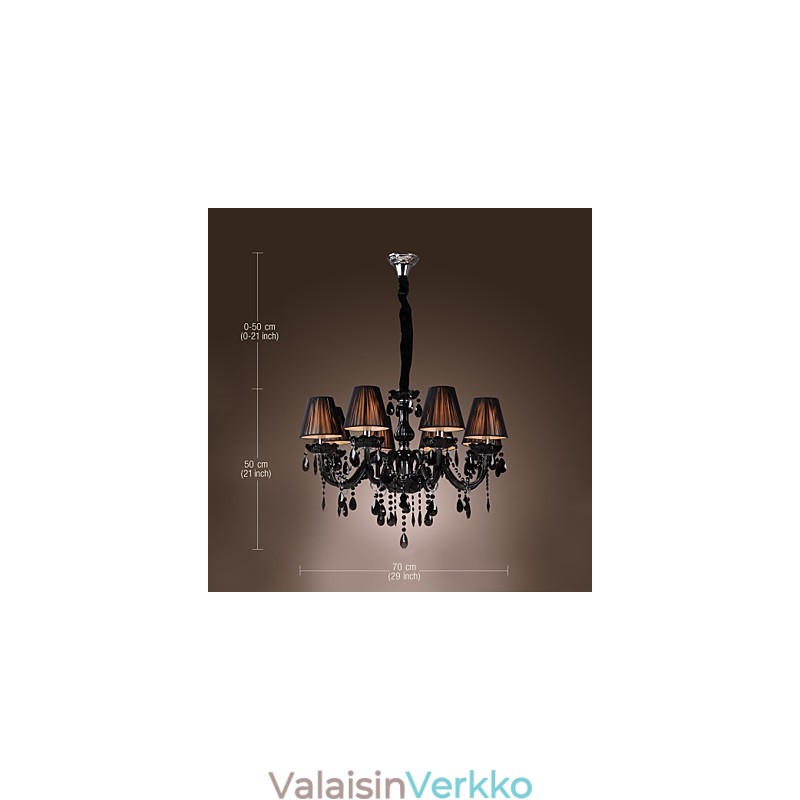 Kattokruunu Luxury Moderni Black Crystal Living 8 Lights