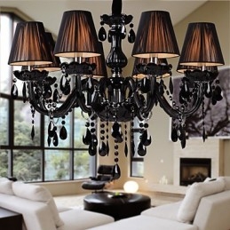 Kattokruunu Luxury Moderni Black Crystal Living 8 Lights